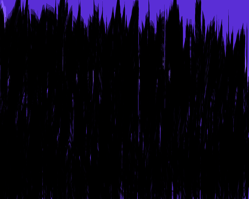 pure geometric abstract of a night skyline in tones of blue, black and purple