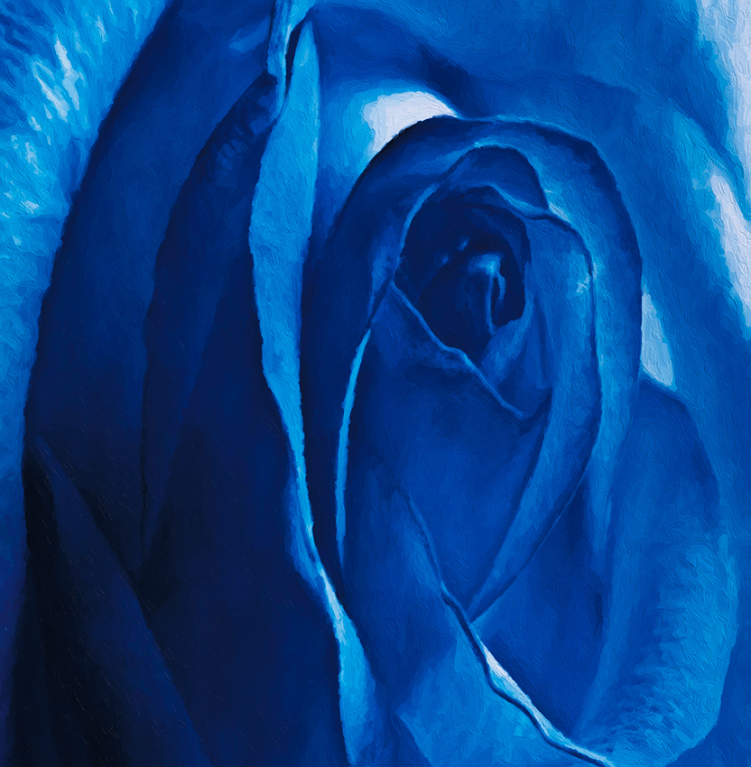 A close-up rendition of a blue rose